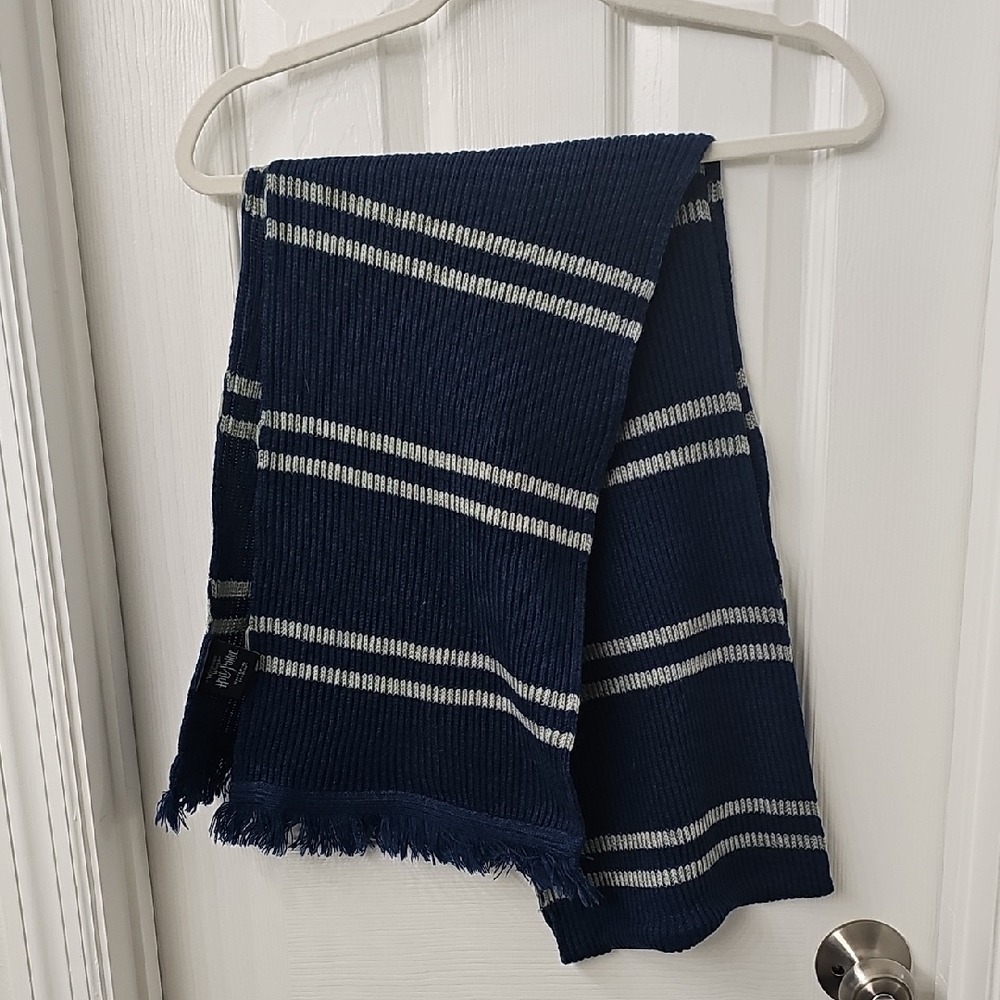 Elegant Navy and Gray Striped Scarf